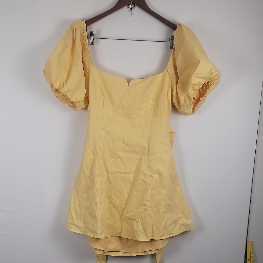 Fashion Nova Linen Blend Sienna Yellow Mini Dress - Picture 3 of 10